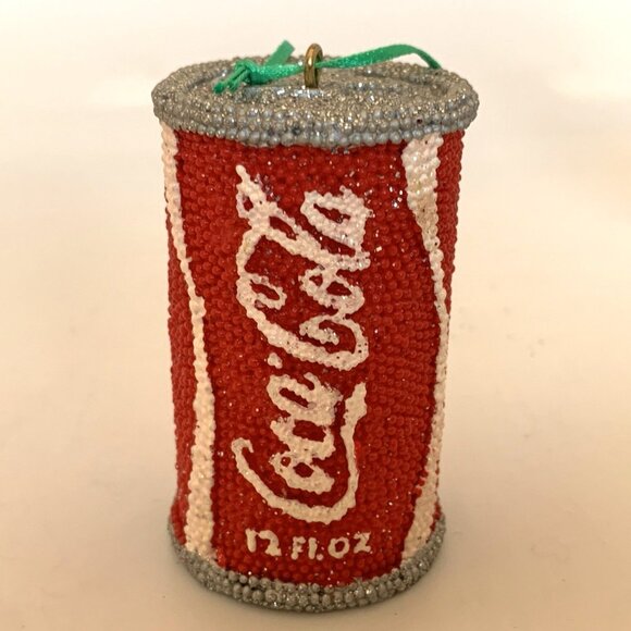 4 Coca-Cola Glitter Ornaments Diner Coke Can Bottle Cap Polar Bear Christmas Vtg - Picture 12 of 13